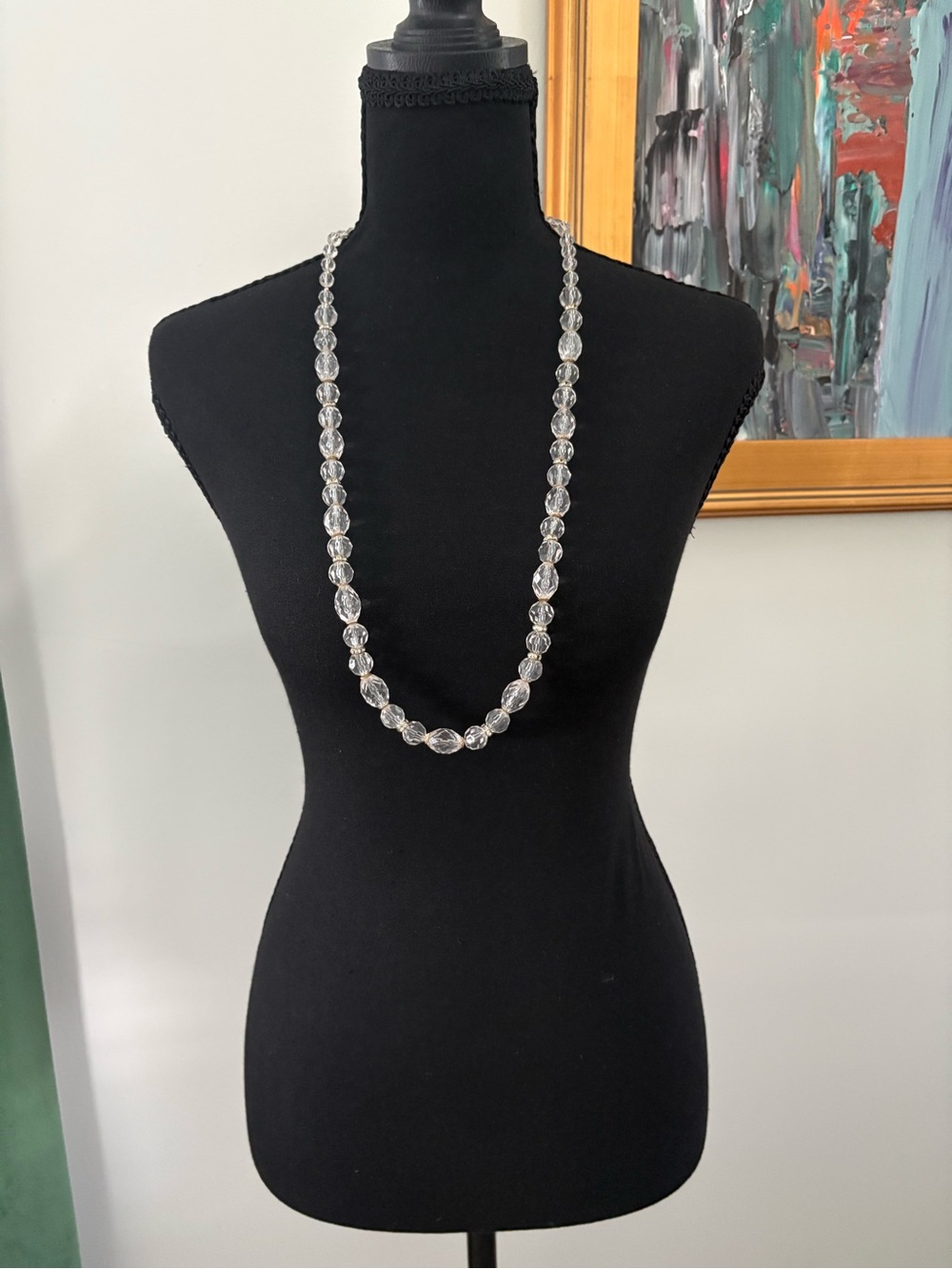 Source Unknown Clear Faceted Bead Necklace